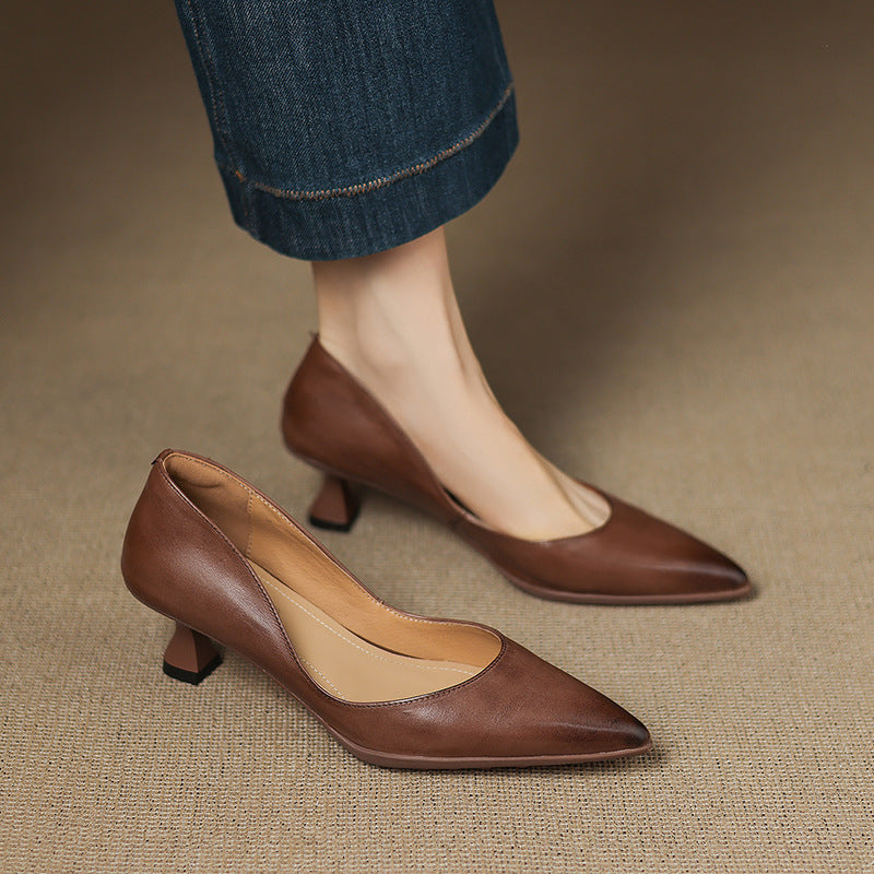 Calenne Leather Wedge Heels