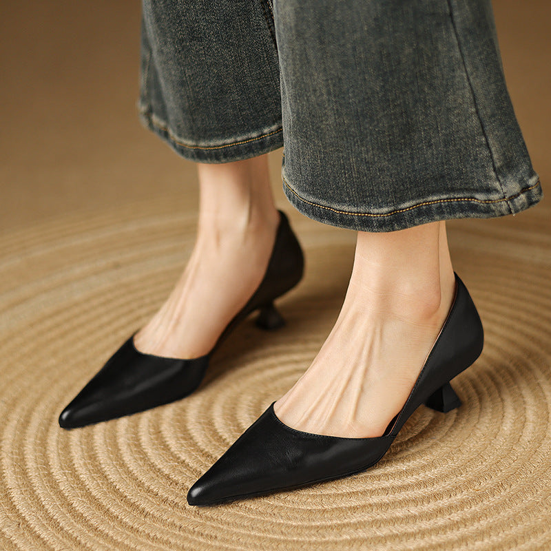 Ceyra Leather Wedge Shoes