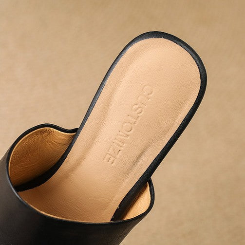 Mule Virelle Curve z skórzaną cholewką i obcasem