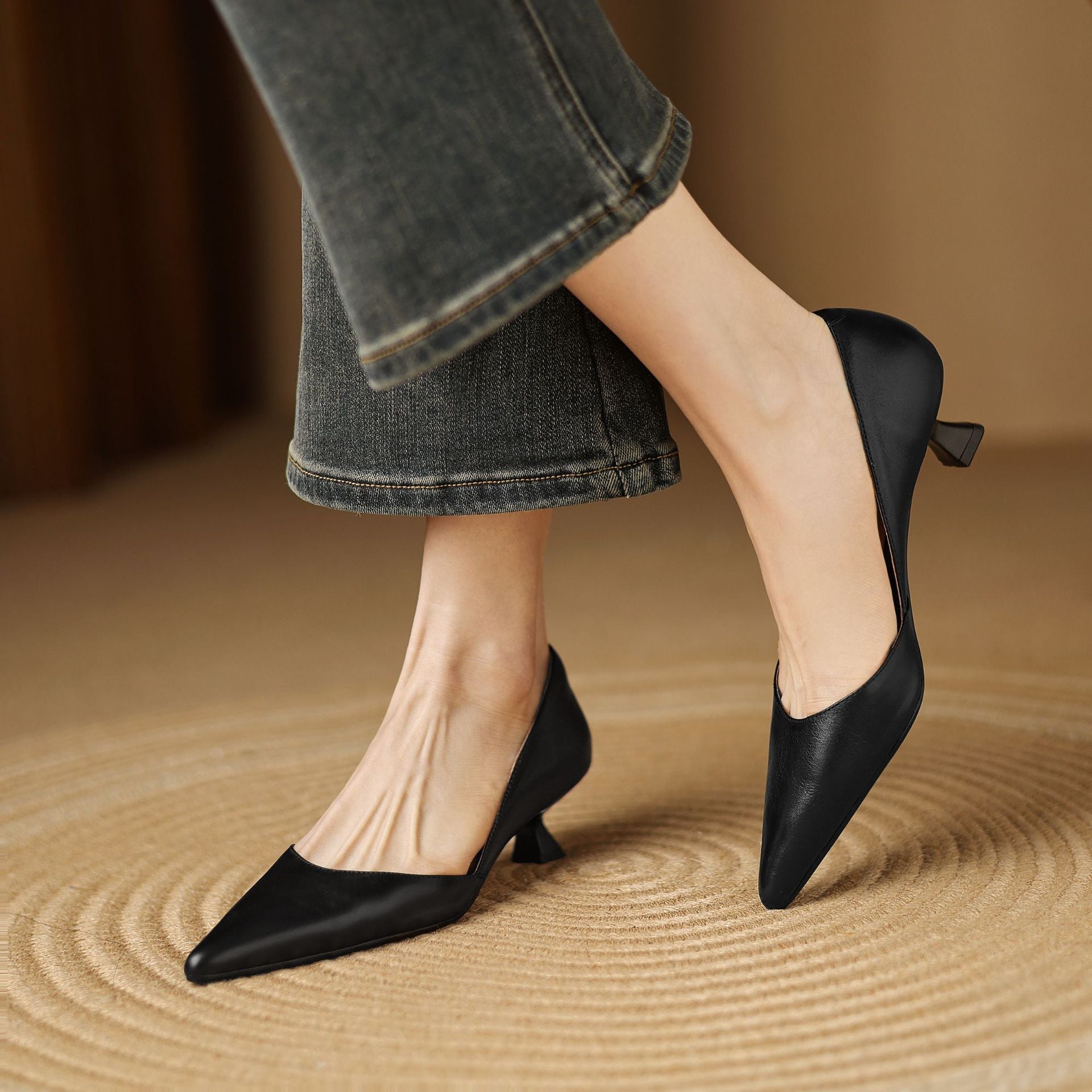 Ceyra Leather Wedge Shoes