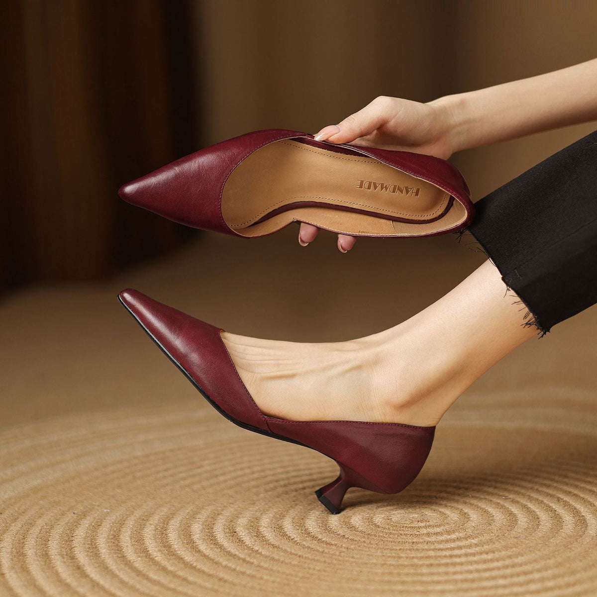 Ceyra Leather Wedge Shoes