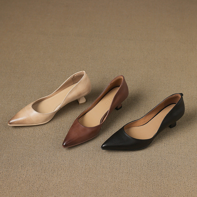 Calenne Leather Wedge Heels