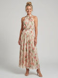 Aurelle | Midi Dress with Floral Halter Neckline