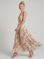 Aurelle | Midi Dress with Floral Halter Neckline