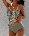 Madeleine | Vintage Floral Pattern Tankini Set