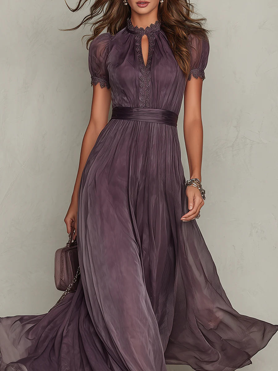 Olivia | Elegancka Maxi Sukienka Vintage z Chiffonu