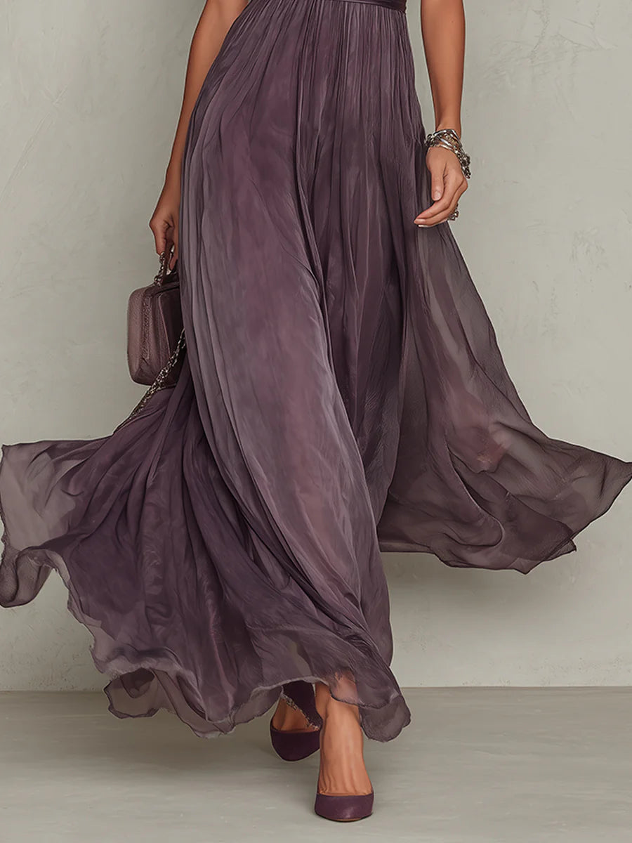 Olivia | Elegancka Maxi Sukienka Vintage z Chiffonu