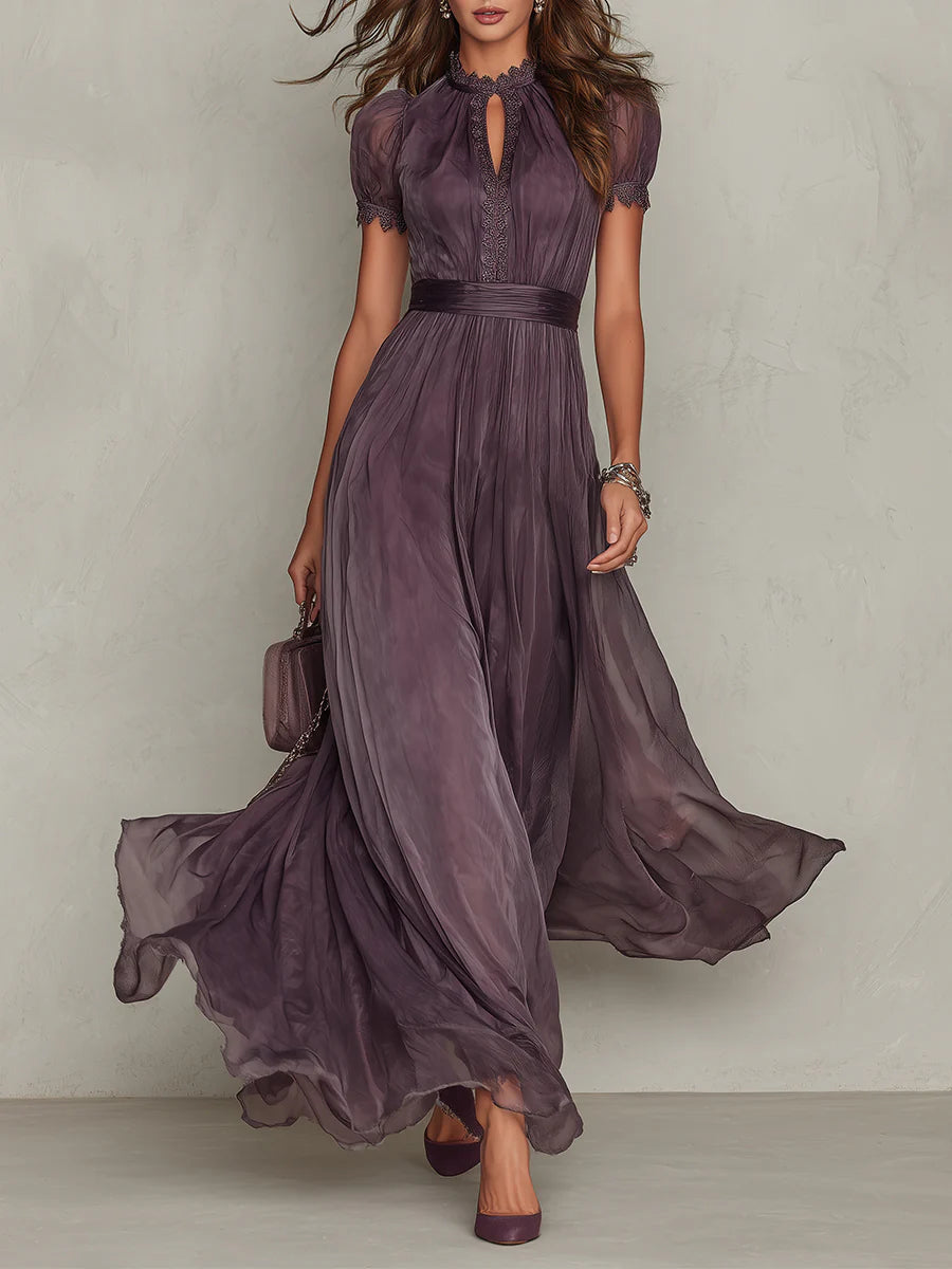 Olivia | Elegancka Maxi Sukienka Vintage z Chiffonu