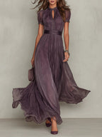 Olivia | Elegancka Maxi Sukienka Vintage z Chiffonu