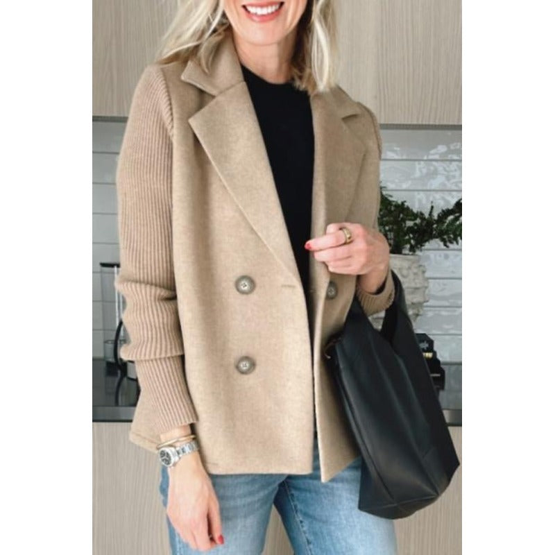 Elsa | Elegancka marynarka z dzianinowymi rękawami