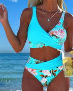 Jolina | Kwiatowy Bikini z Kontrastującymi Akcentami