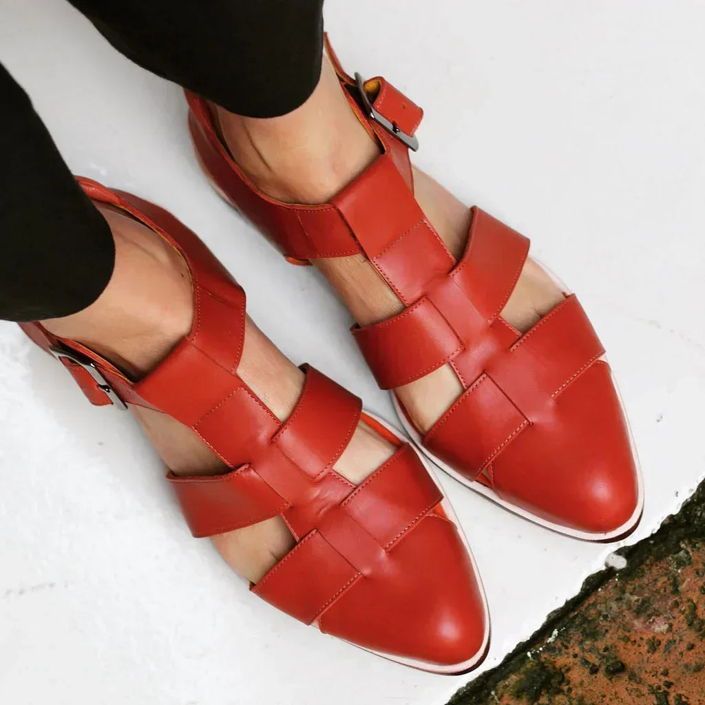 Pleated Pointed-Toe Sandals