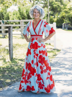 Corinne | Maxi Dress with Floral Print and V-Neck, Short Sleeves