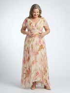 Elara | Maxi Dress with V-Neck and Short Sleeves