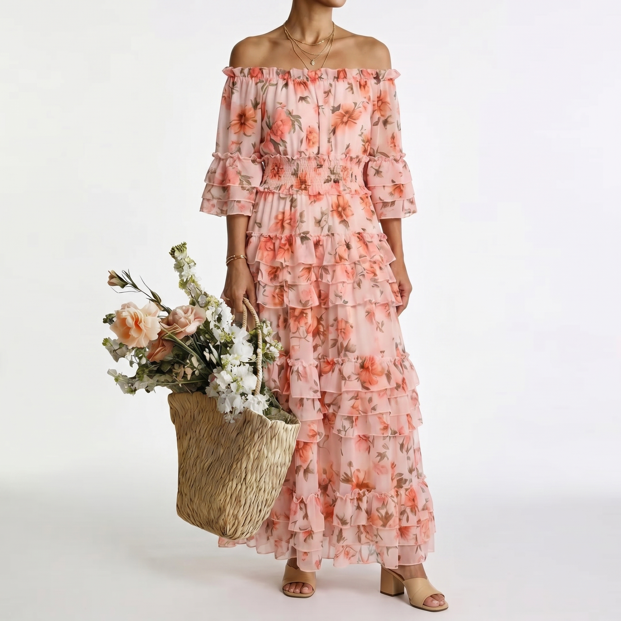 ROSALIE | Floral Maxi Dress with Ruffles